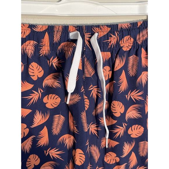 Mens BearBottom Swim Trunks Leaf Floral Blue Orange Size Medium 6" Inseam - Picture 2 of 10